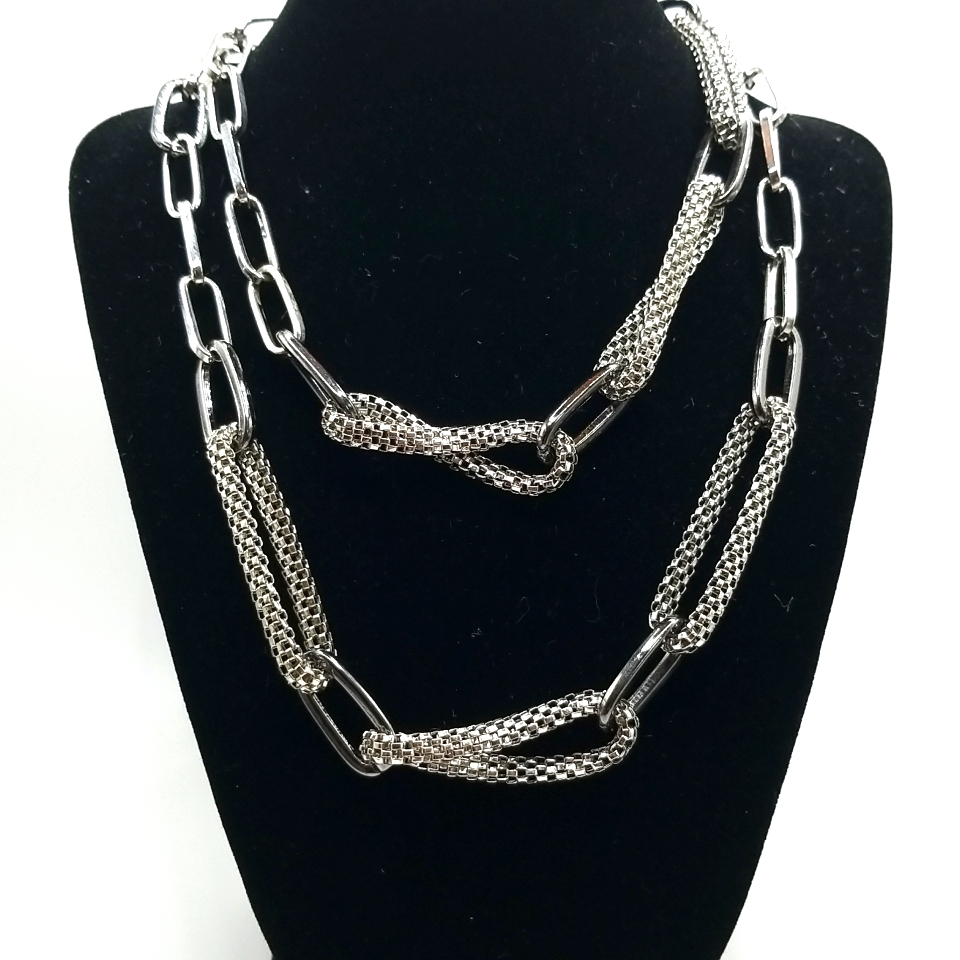 Rj Graziano Mixed Silver Tone Chain Link Necklace